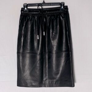 Theory Black Lamb Leather Straight Midi Skirt S NWOT